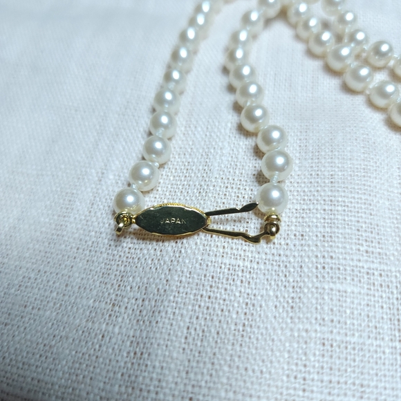 Vintage Pearl Necklace Glass Beaded Made In Japan  24" Hand Knot - Picture 8 of 9